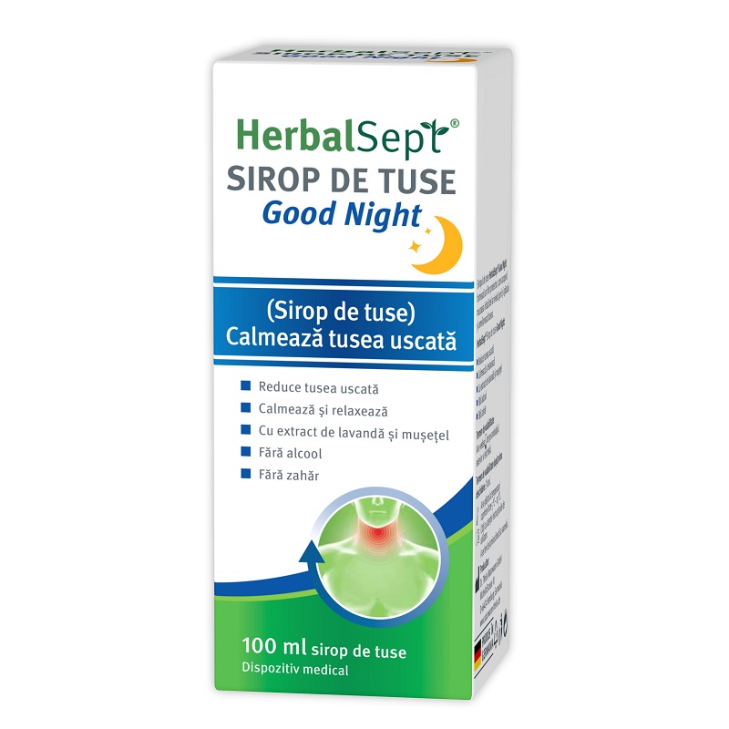 Afectiuni respiratorii - Zdrovit Herbalsept Sirop  de Tuse Good Night 100 ml, farmacieieftina.ro