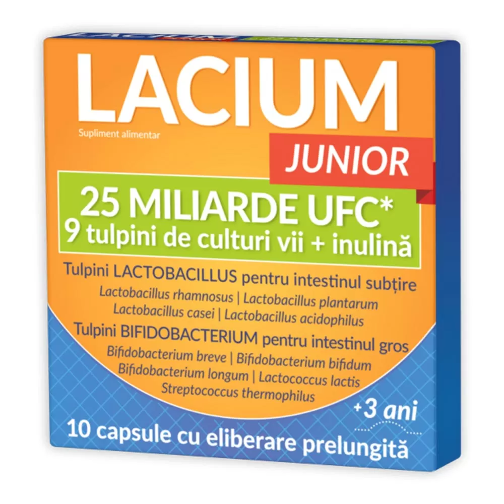 Probiotice si prebiotice - Zdrovit Lacium Junior 25 Miliarde UFC 10 Capsule, farmacieieftina.ro