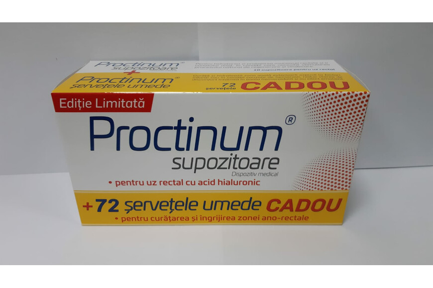 Afectiuni hemoroidale - Pachet Proctinum 10 Supozitoare + Servetele Umede 72 Bucati Gratuit, Zdrovit, farmacieieftina.ro