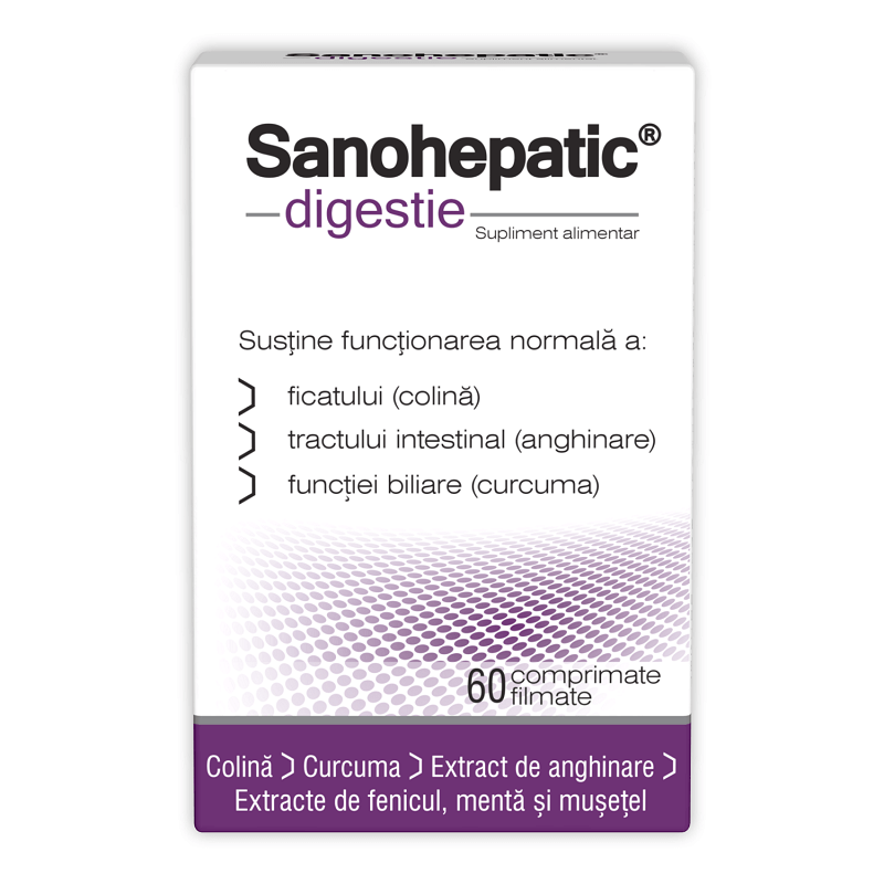 Suplimente digestive, ficat si bila - Zdrovit Sanohepatic Digestie 60 Comprimate, farmacieieftina.ro