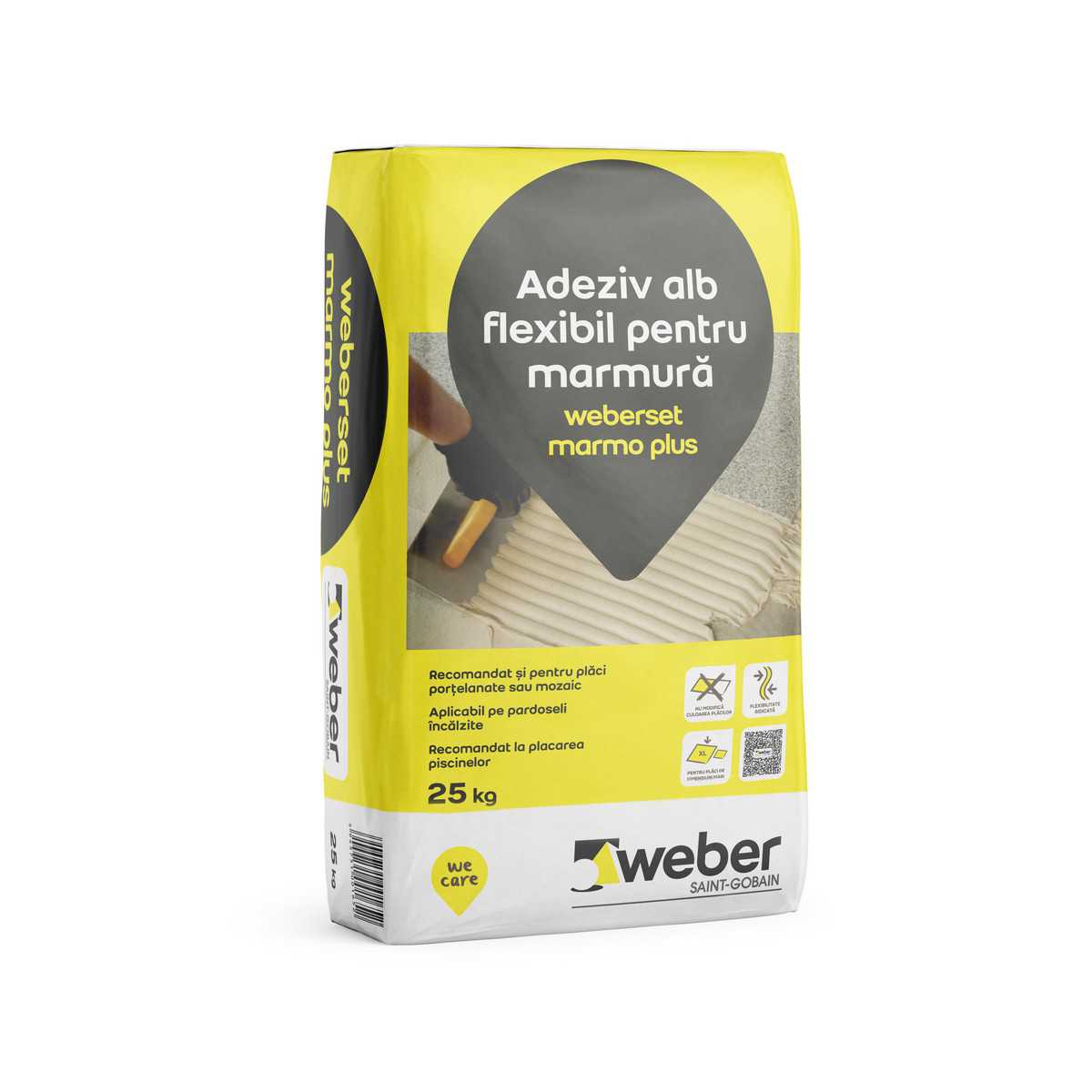 Adeziv flexibil marmura Weber Marmo Plus, alb, 25 kg