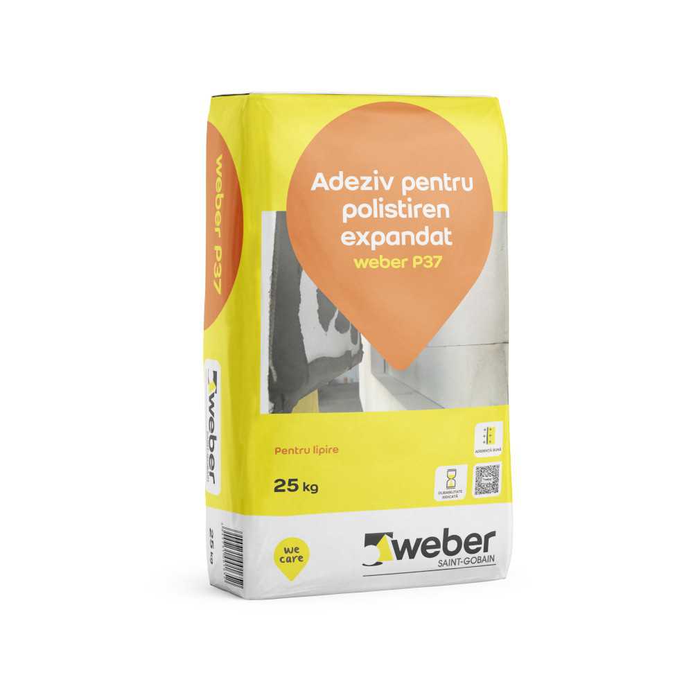 Adeziv pentru polistiren expandat Weber P37, 25 kg, gri