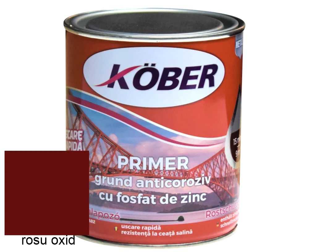 Grund cu zinc pentru metal, Kober Primer, int/ext, rosu oxid, 0.75 L