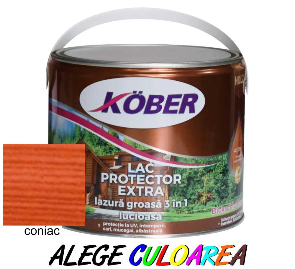 Lac protector / Lazura groasa pentru lemn, Kober Extra 3 in 1, int/ext, coniac, 2.5 L