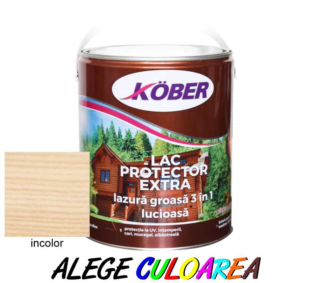 Lac protector / Lazura groasa pentru Lemn, Kober Extra 3 in 1, int/ext, incolor, 4 L