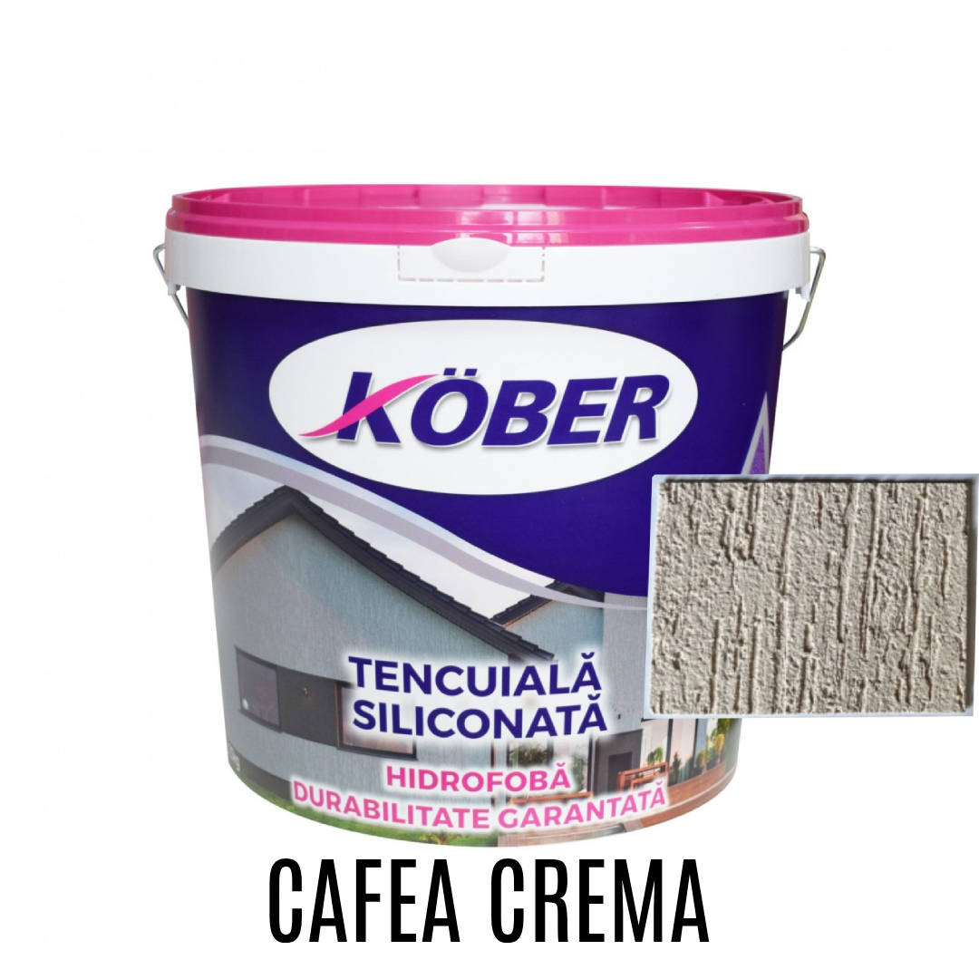 Tencuiala decorativa siliconata, Kober Profesional, scoarta de copac, cafea crema, 25 kg