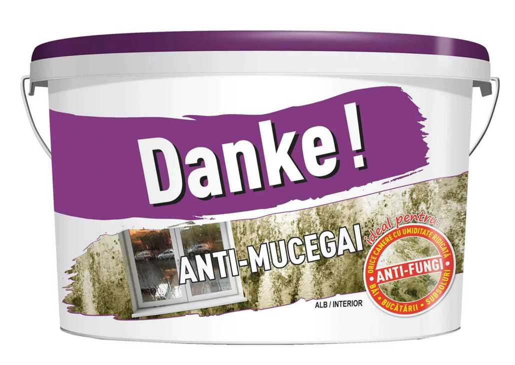 Vopsea lavabilă interior, Danke Anti-mucegai, alb, 4 L