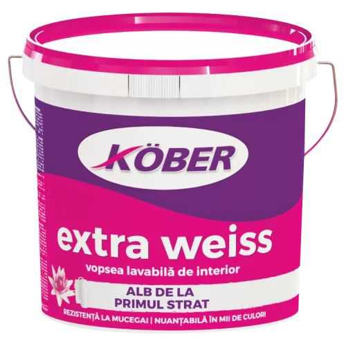 Vopsea lavabila interior, Kober Extra Weiss, alb, 2 L