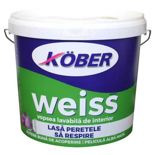 Vopsea lavabila interior, Kober Weiss, alb, 4 L