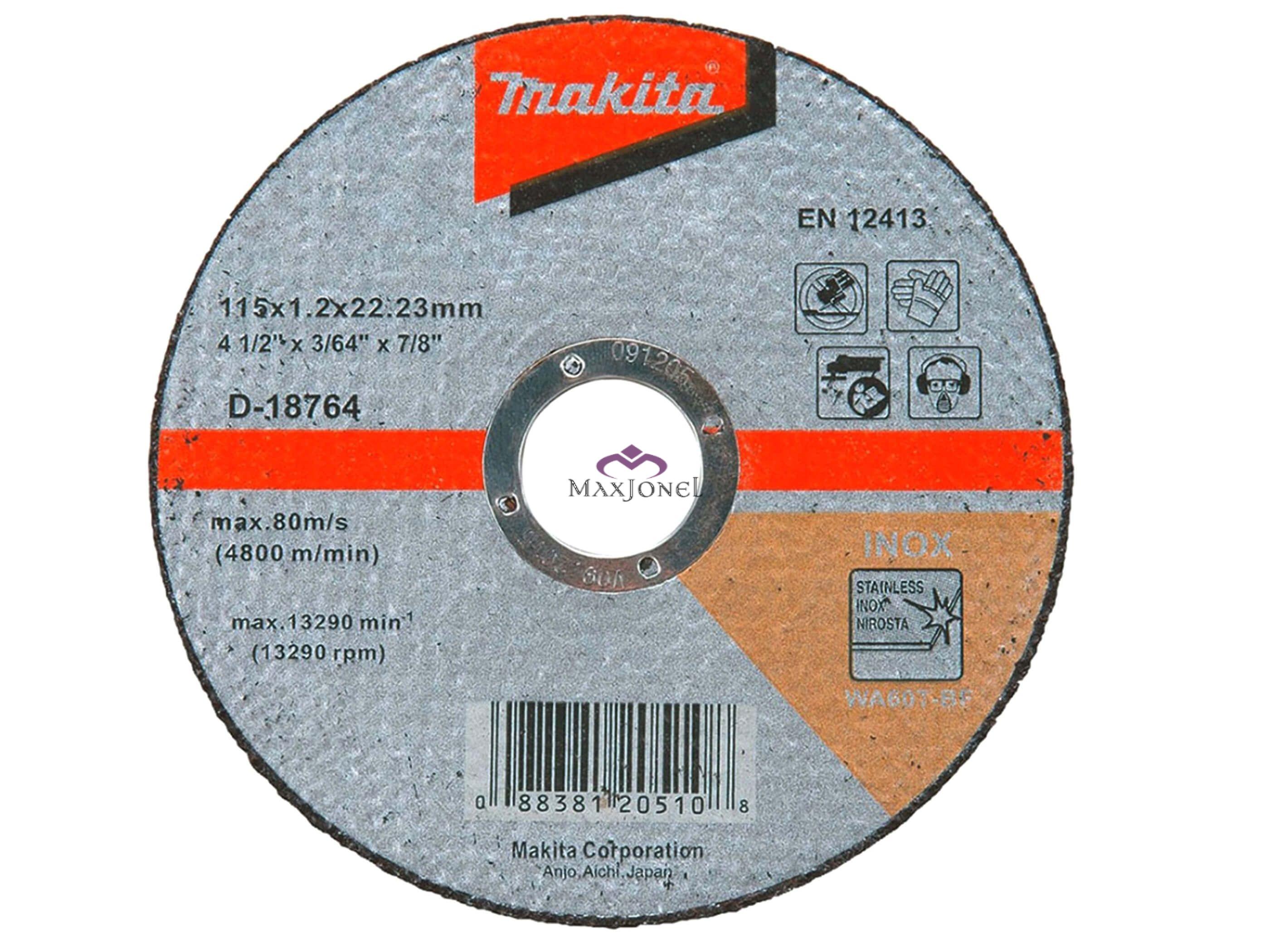 Disc abraziv Makita D-18764 pentru debitat inox, D115x1.2 mm, WA60T