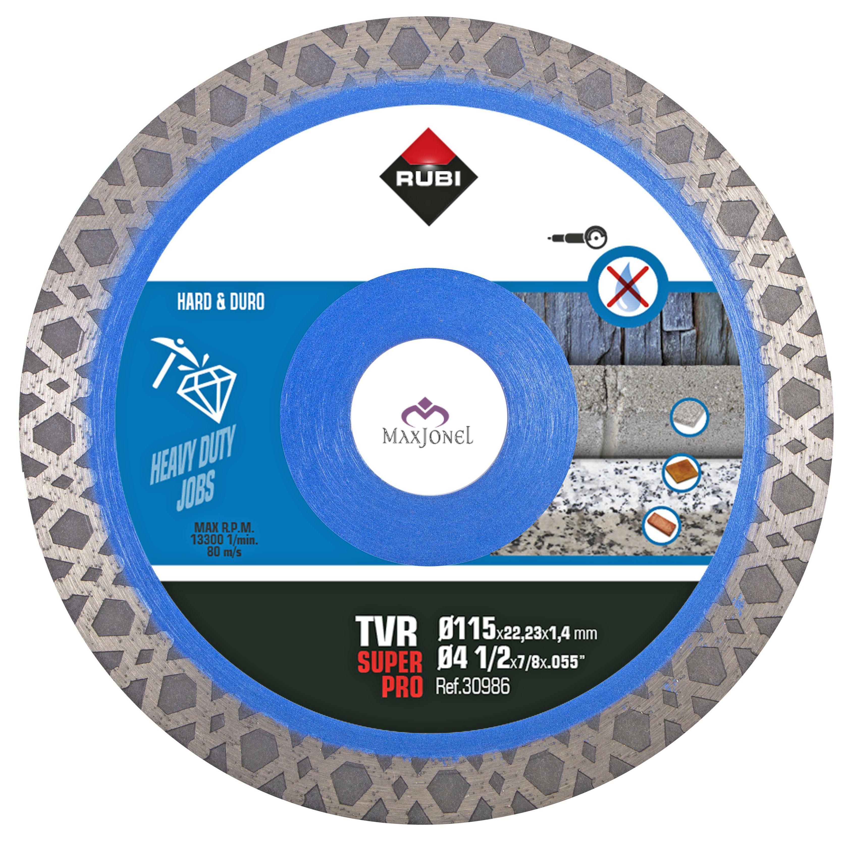 Disc diamantat materiale foarte dure TVR  Ø115X22.2 mm Rubi - SUPERPRO