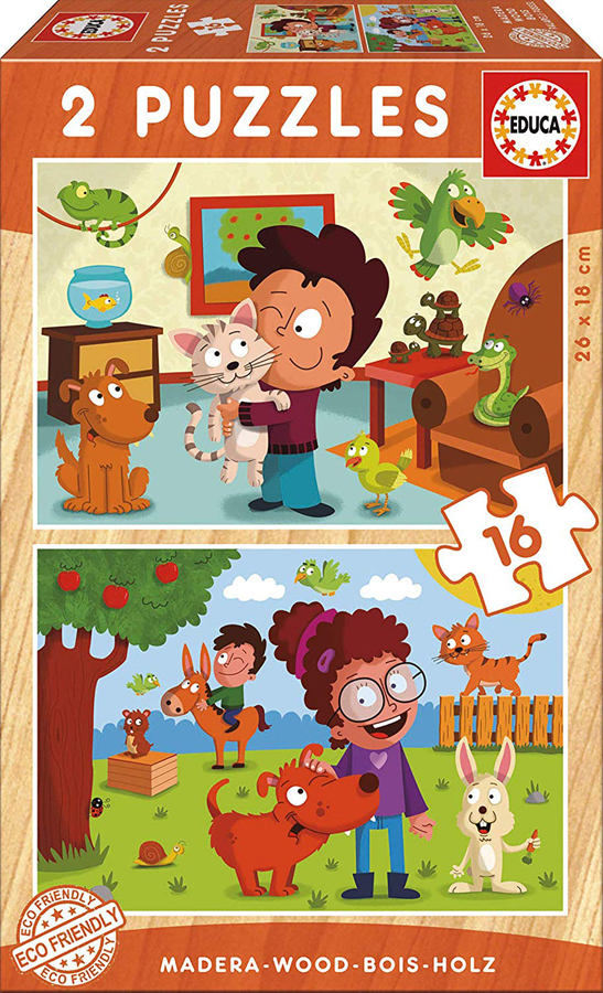 2 Puzzle-uri din lemn - Animale de companie