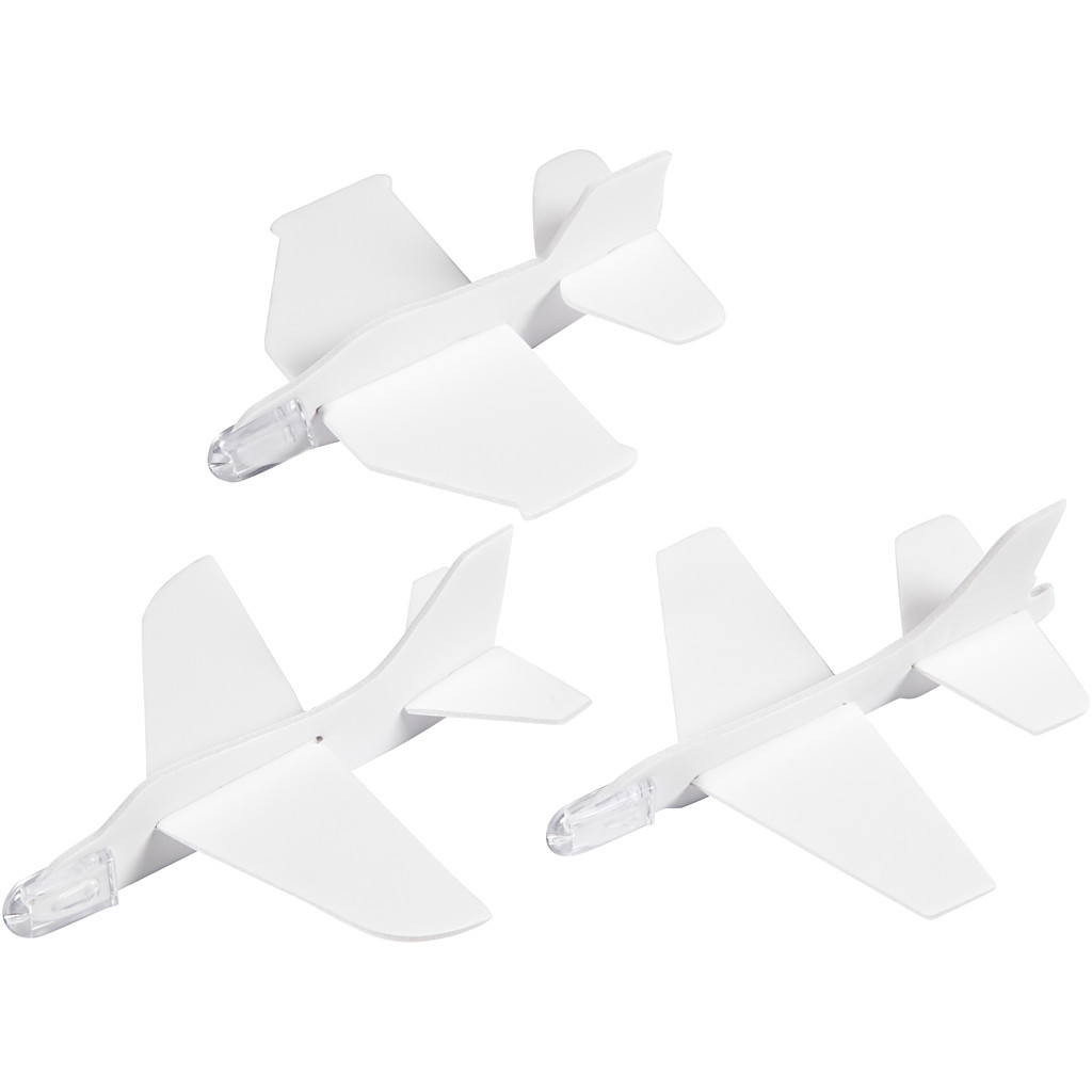 Set de creație: Asamblează și decorează 3 avioane din spumă (11.5-12.5 x 11-12 cm)