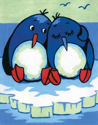 Set goblen imprimat cu ață și ac – Pinguini îndrăgostiți, 14 x 18 cm edituradiana.ro