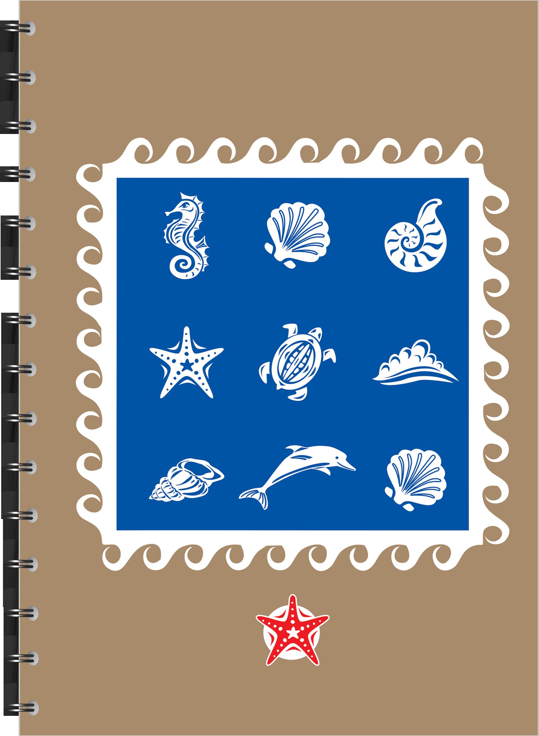 Agendă printată - Animale marine și scoici - albastru (AP 225)