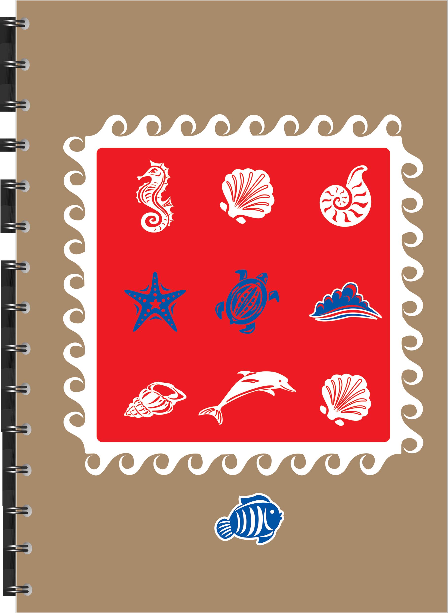 Agendă printată - Animale marine și scoici - roșu (AP 224)