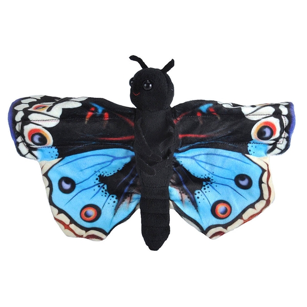 Brățară din pluș - fluture negru cu aripi colorate, 18 cm