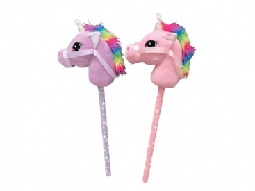 Cap de unicorn din pluș cu mâner și sunet