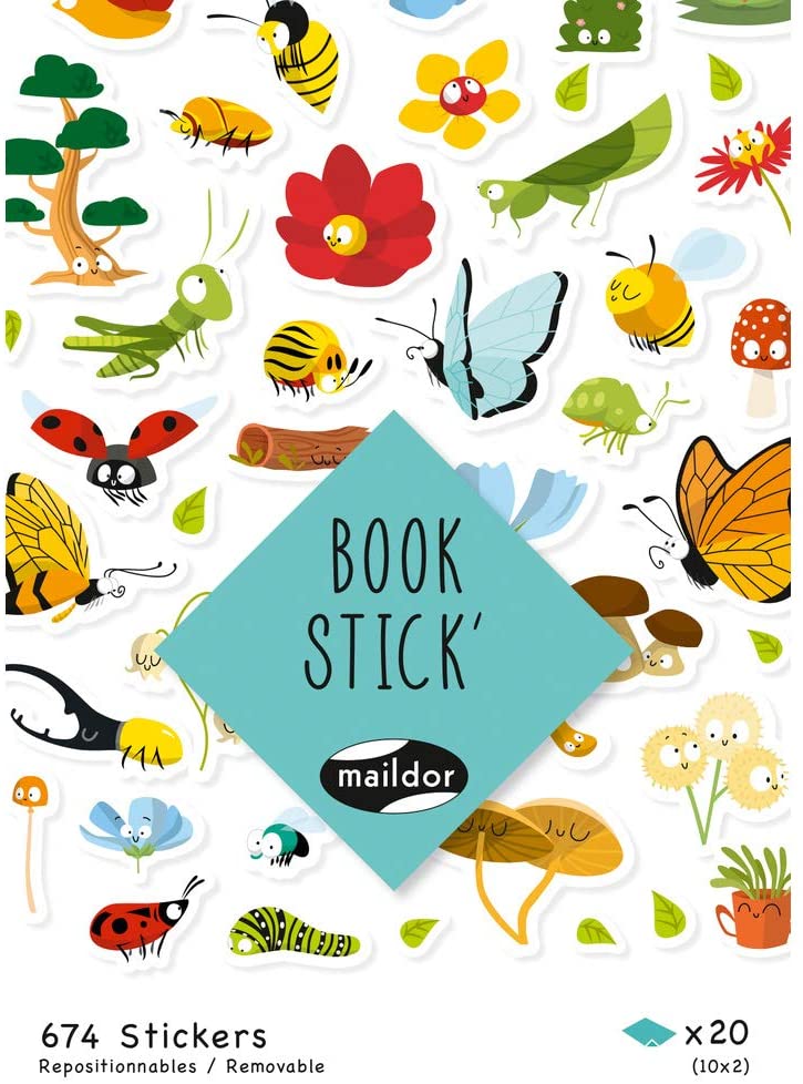 Carte cu 674 stickere colorate (format A6) - Botanică: flori, fluturi, arbori, insecte