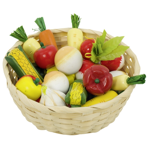 Coș cu 16 legume din lemn Goki
