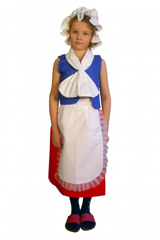 Costum de dădacă din 4 piese: bonetă, vestă, fustă și șorț