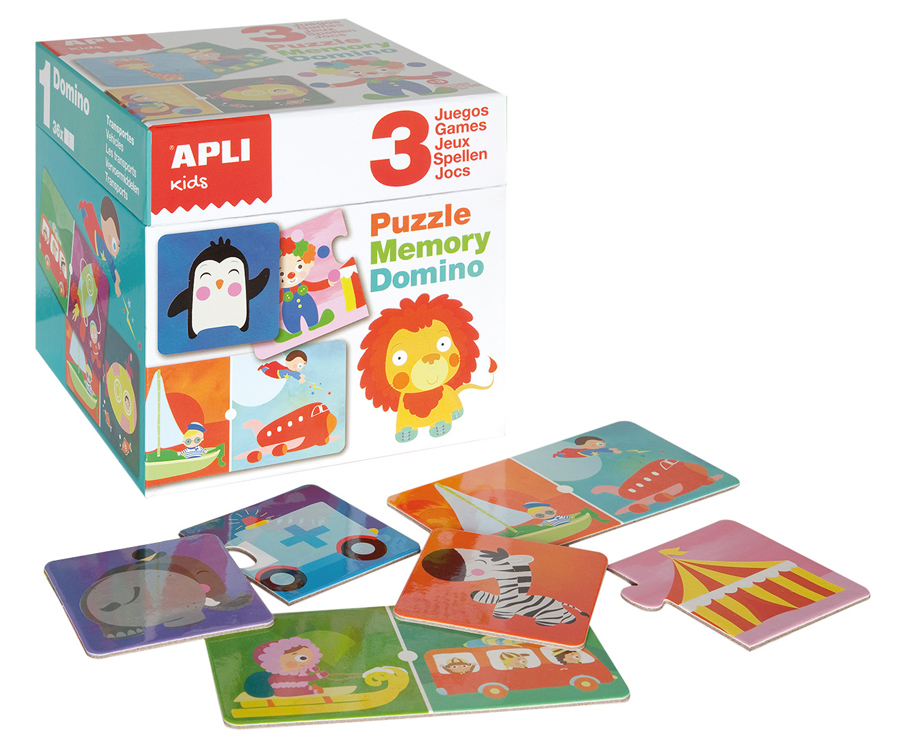 Set De 3 Jocuri Educative Puzzle Joc De Memorie și Domino