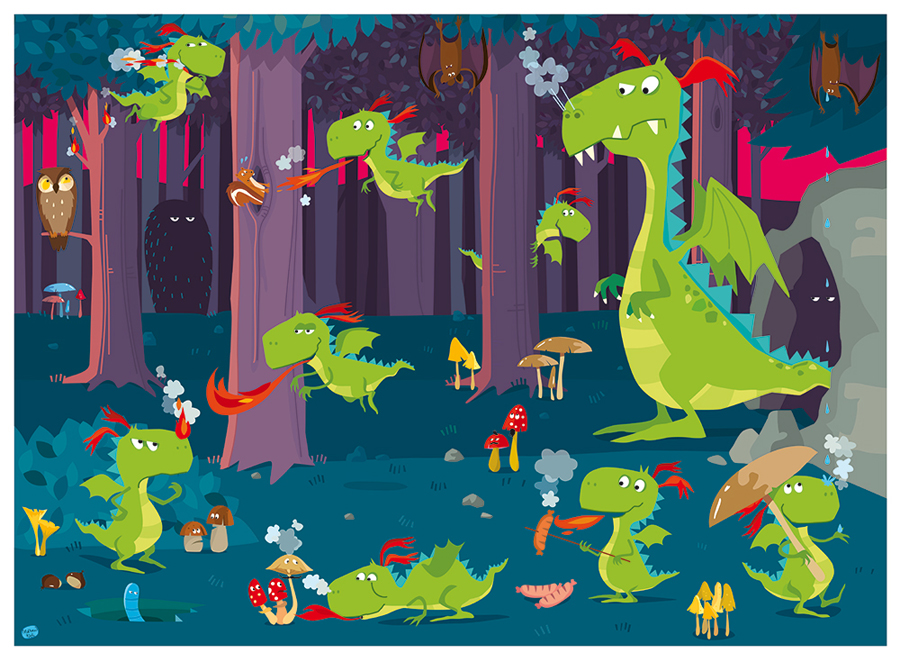 Dragoni în pădure – Carte + puzzle uriaș edituradiana.ro