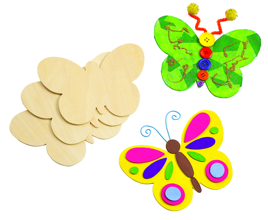 Vezi detalii pentru Fluture din lemn pentru decorare, 12 x15 cm