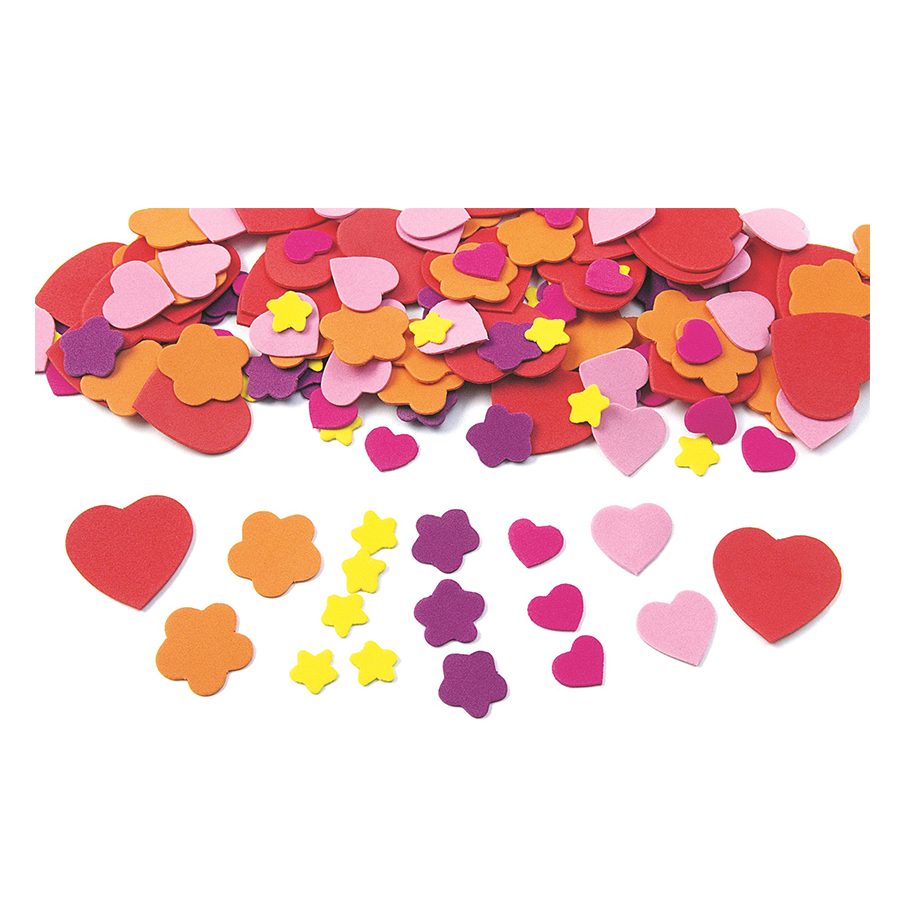Set de 150 de forme din spumă: inimi și flori
