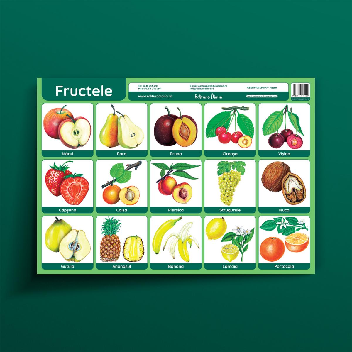 Fructele - planșă didactică A3
