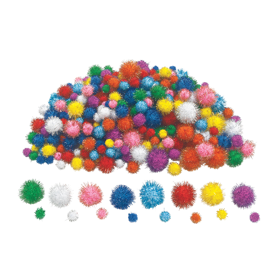 Glitter pom-pom - 300 de piese multicolore