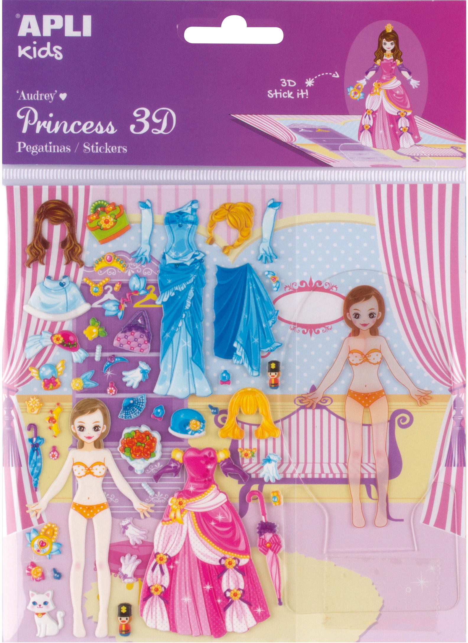 Joc cu 48 de stickere 3d reutilizabile, 2 scene și 1 suport transparent din plastic - Îmbrac-o pe naomi