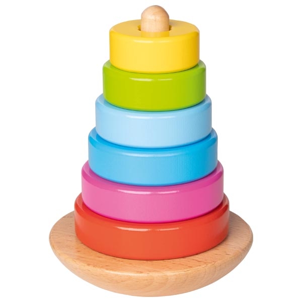 Joc de stiviut cu 6 inele colorate din lemn