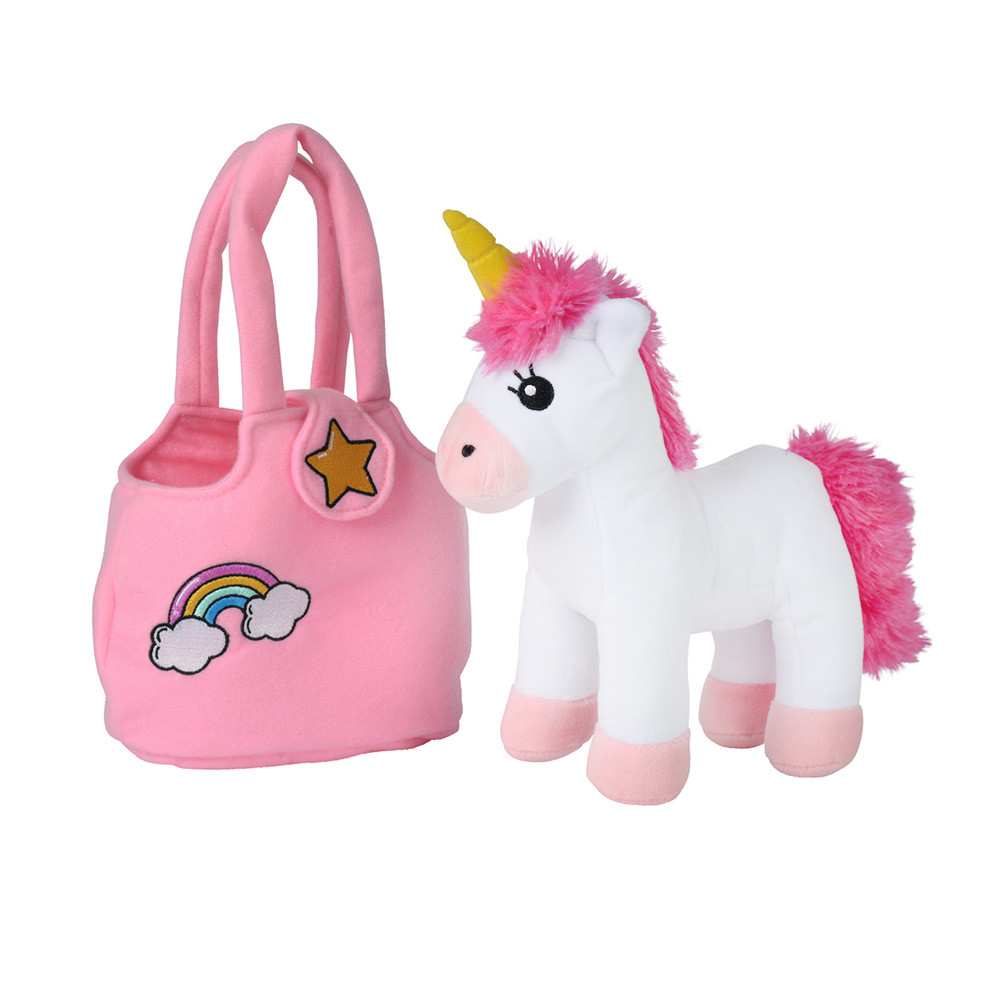 Jucărie din pluș – unicorn în gentuță, 28 cm