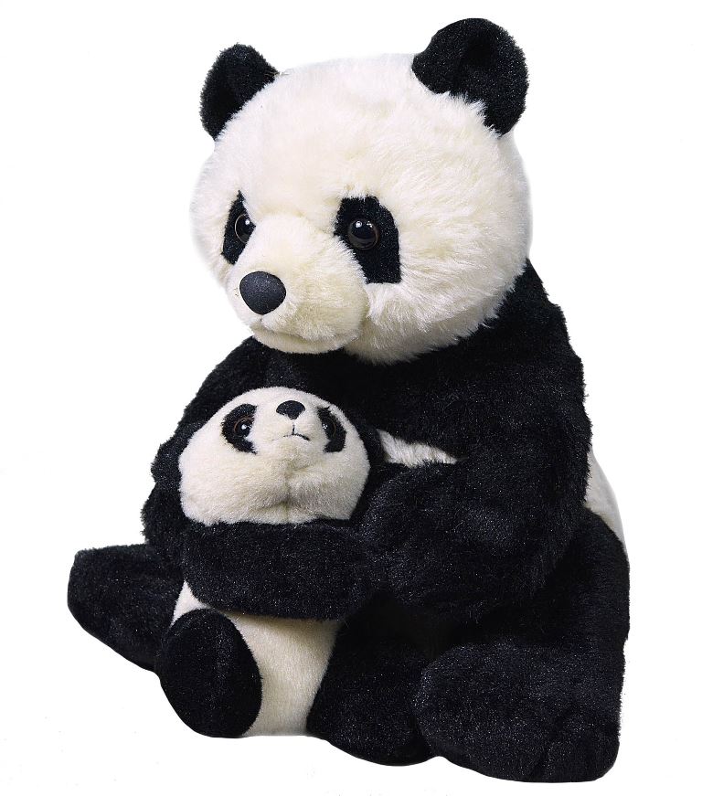 Jucărie din pluș - Urs panda, 38 cm cu pui, 13 cm