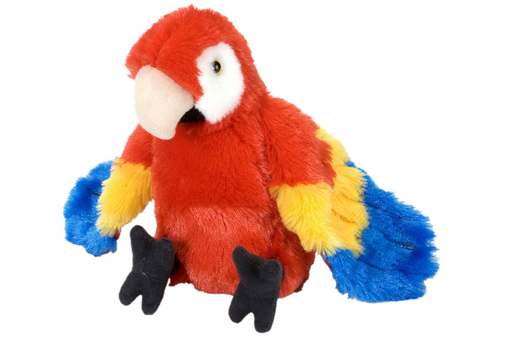 Jucărie din pluș -Papagal macaw roșu, 18 cm