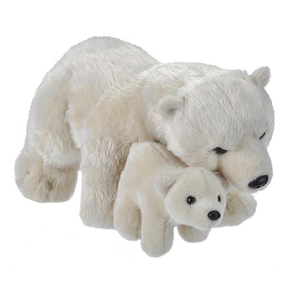 Jucărie din pluș - urs polar, 30 cm cu pui, 13 cm