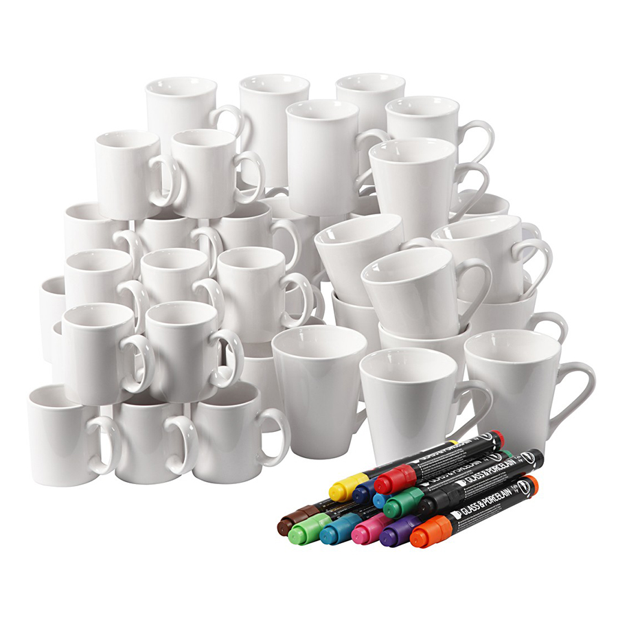 Kit de creație - căni din porţelan + 1 set marker special /48 cani