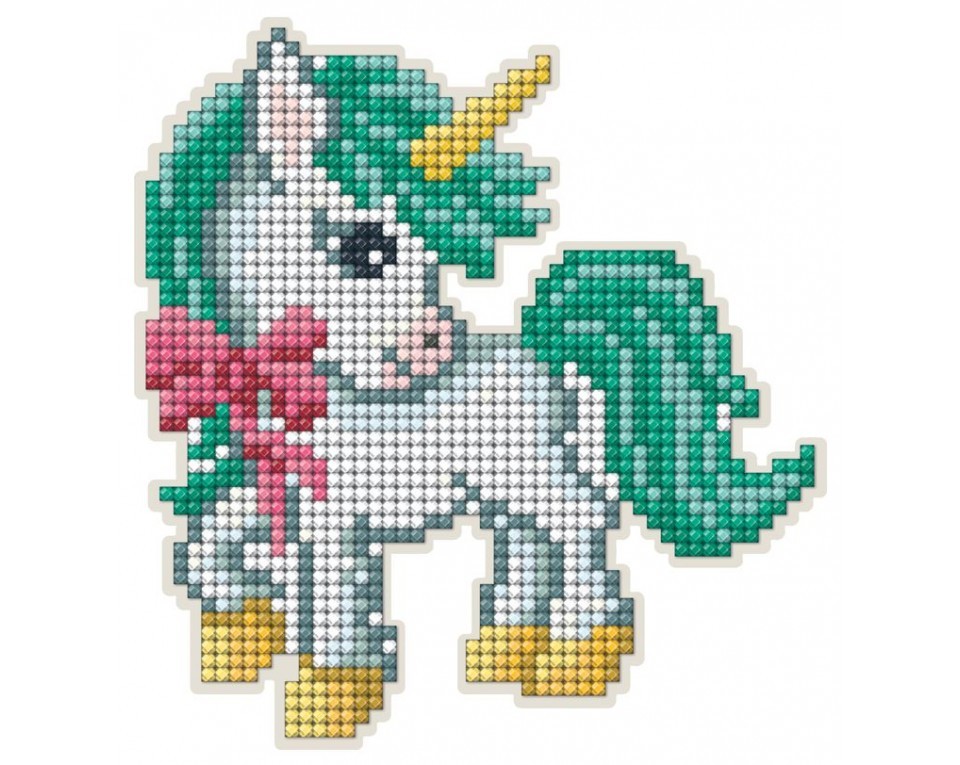 Magnet cu diamante - unicorn cu fundiță