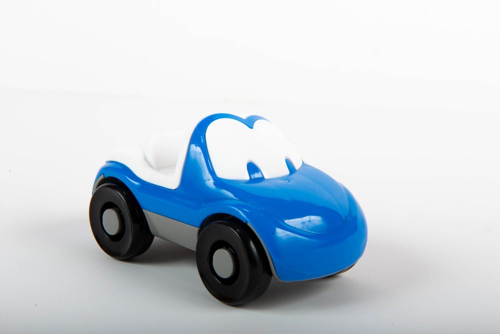 Vezi detalii pentru Mașinuță decapotabilă veselă - albastră, 5 x 8 cm