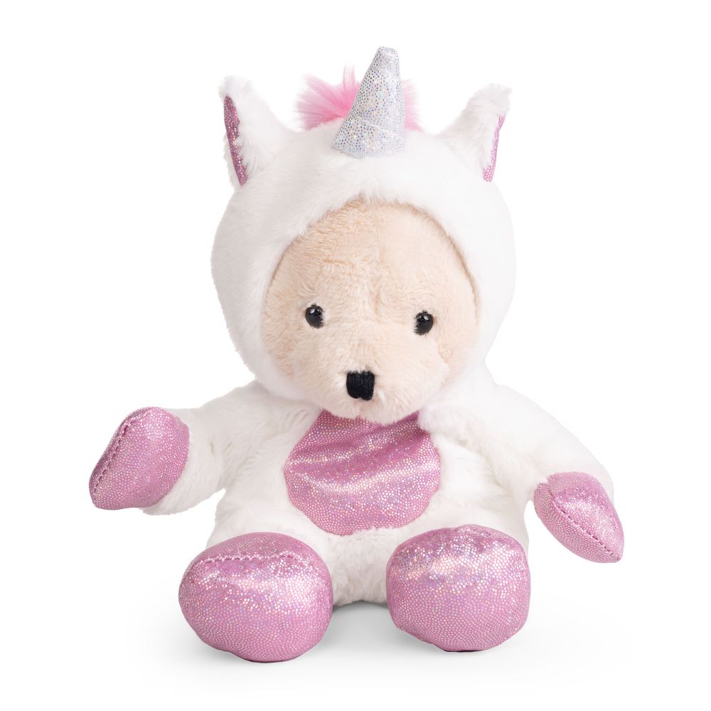 Mini-jucărie din pluș - Ursuleț-Unicorn alb