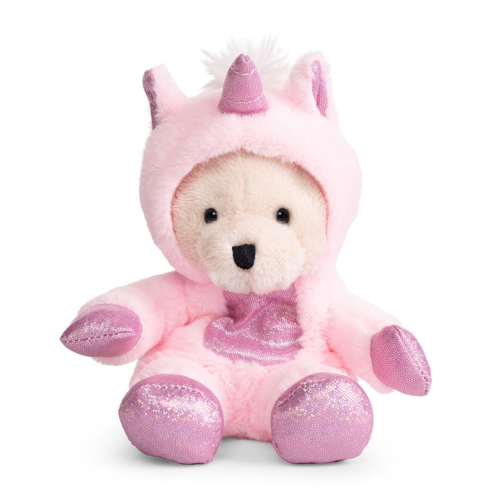Mini-jucărie din pluș - Ursuleț-Unicorn roz