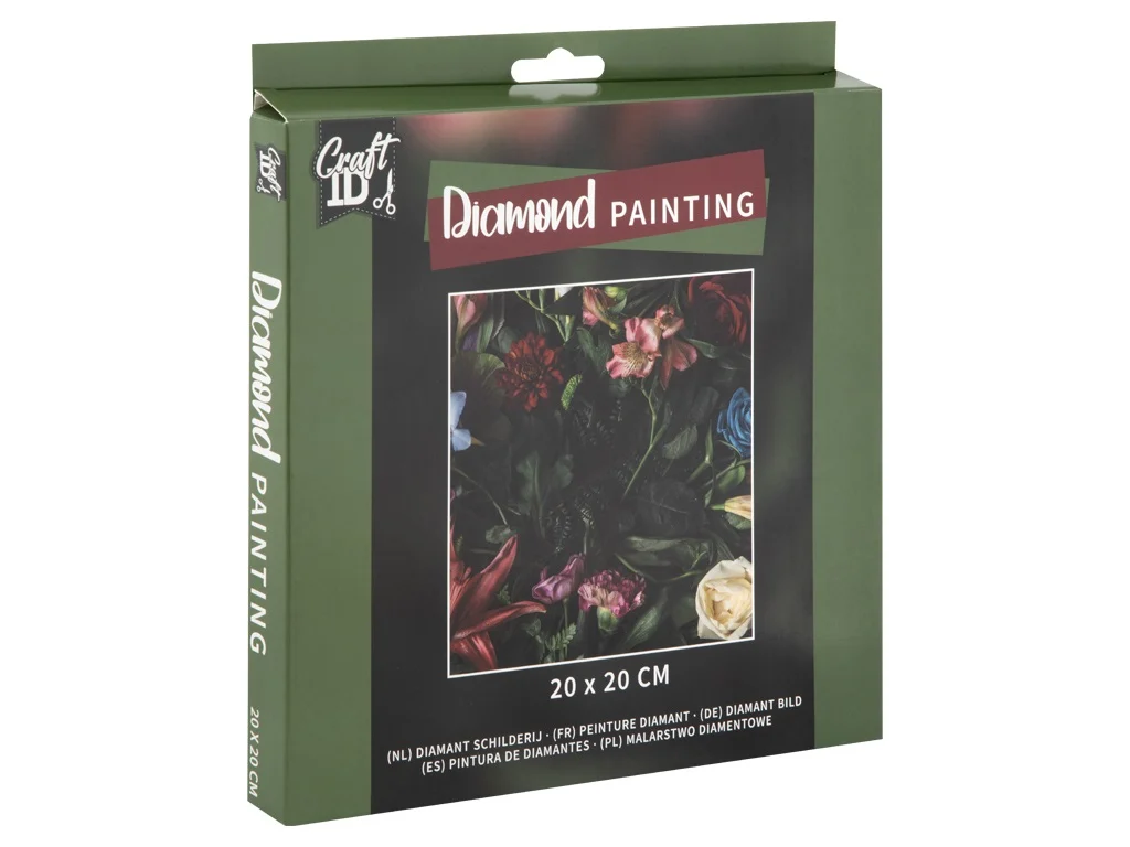 Mini-tablou cu diamante - Floral, 20 x 20 cm