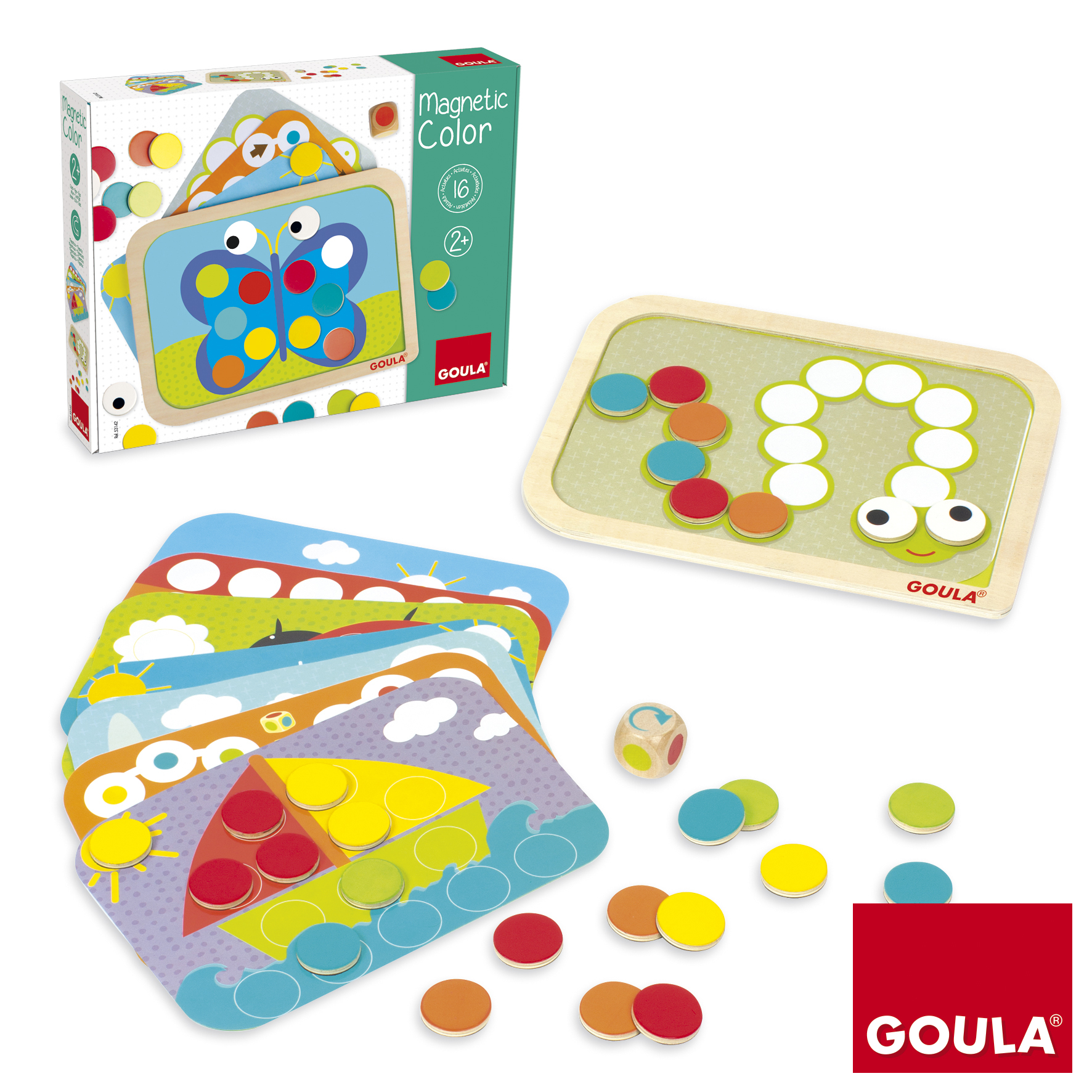 Mozaic magnetic cu 8 carduri cu sarcini și 38 de piese colorate