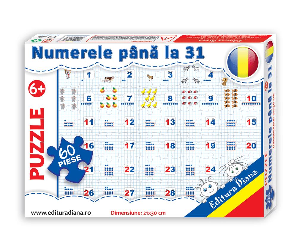 Numerele până la 31 – Puzzle 60 piese edituradiana.ro