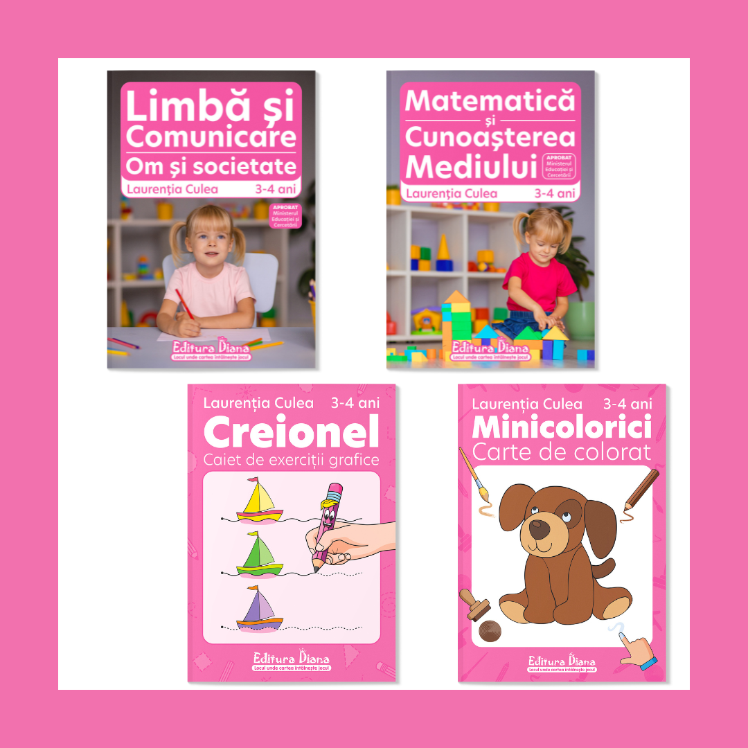 Pachet educațional 3-4 ani, L. Culea (Set domenii + Carte de colorat + Creionel)