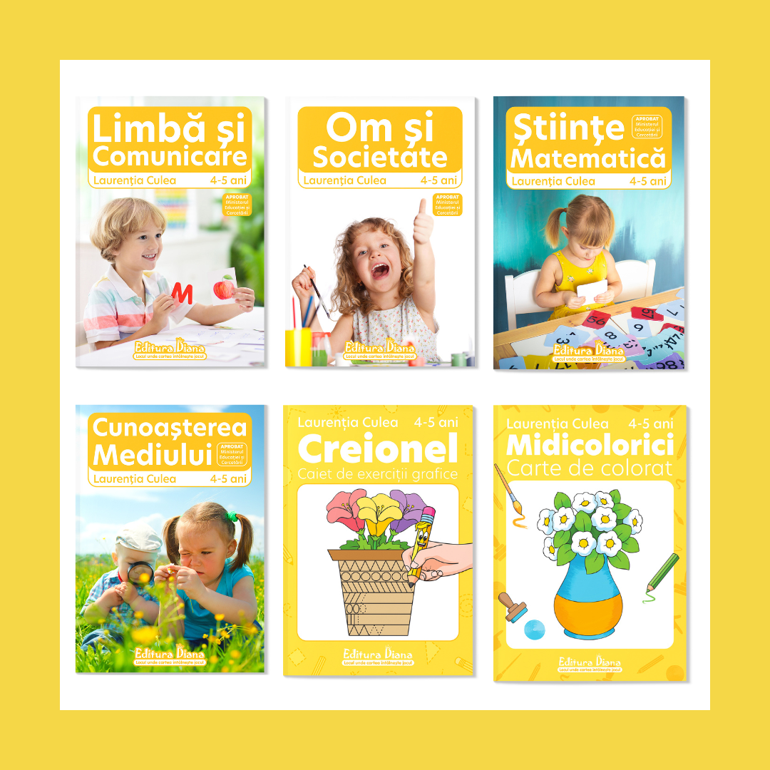 Pachet educațional 4-5 ani, L. Culea (Set domenii + Carte de colorat + Creionel)