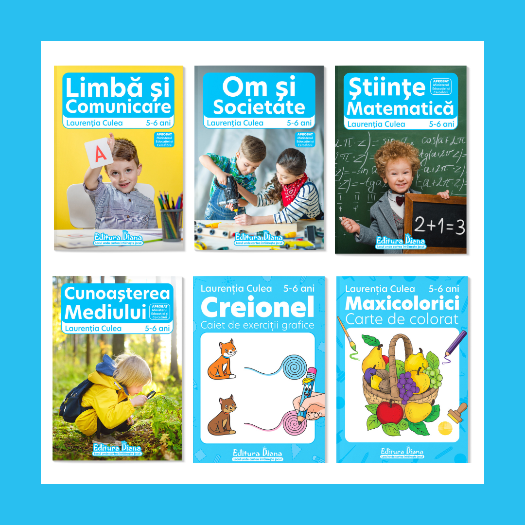Pachet educațional 5-6 ani, L. Culea (Set domenii + Carte de colorat + Creionel)