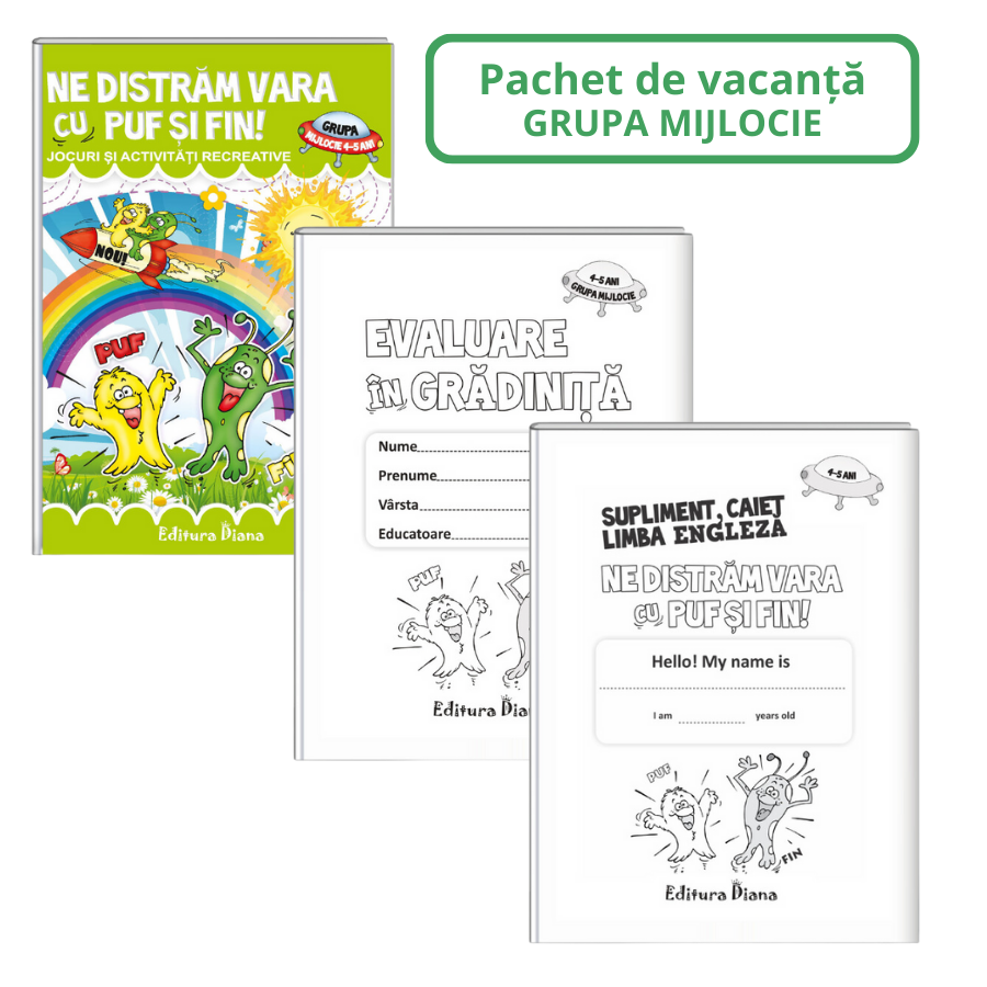 Pachet evaluare finală în grădiniță "Ne distrăm vara cu Puf și Fin", 5 ani