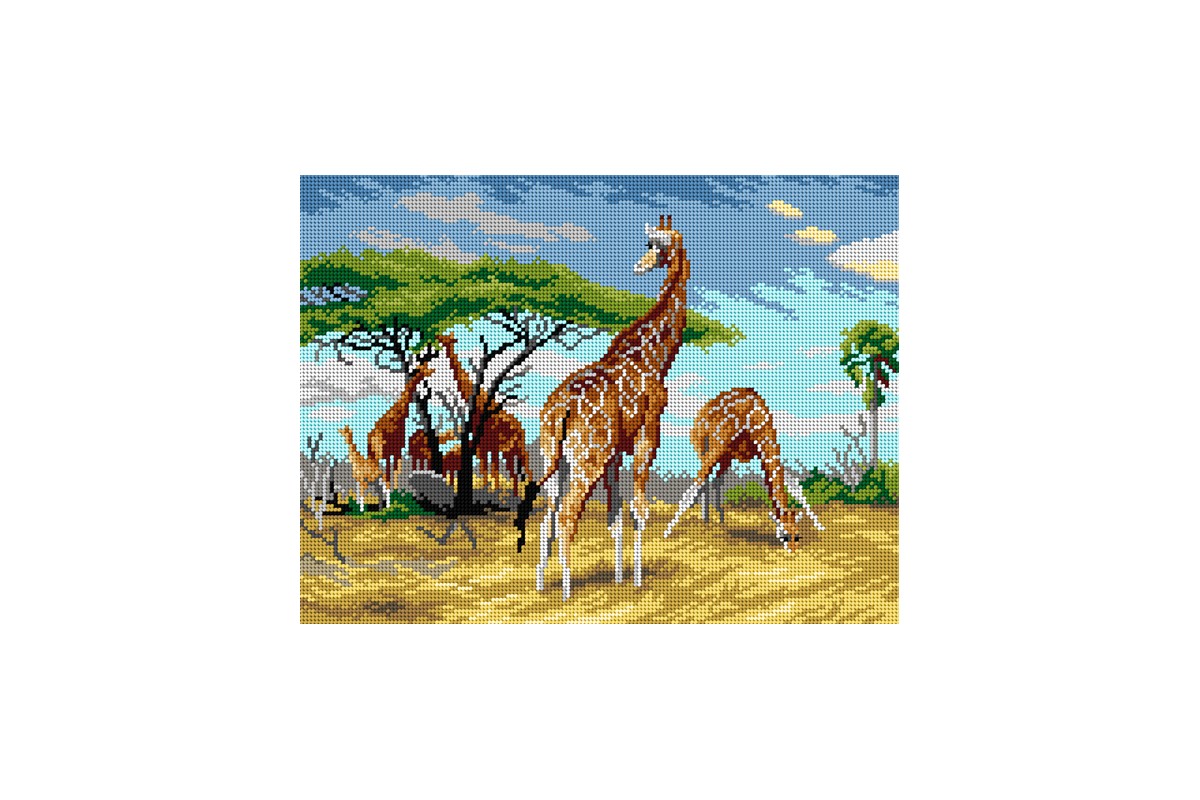 Pânză goblen imprimat fără ață și ac – Girafe, 30 x 40 cm edituradiana.ro
